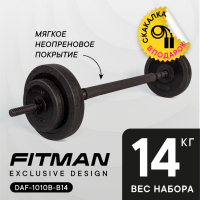 Штанга разборная FITMAN DAF-1010B-B14 14.2 кг (Диски WPF-1010 + грифы PLE25B + коннектор 50)